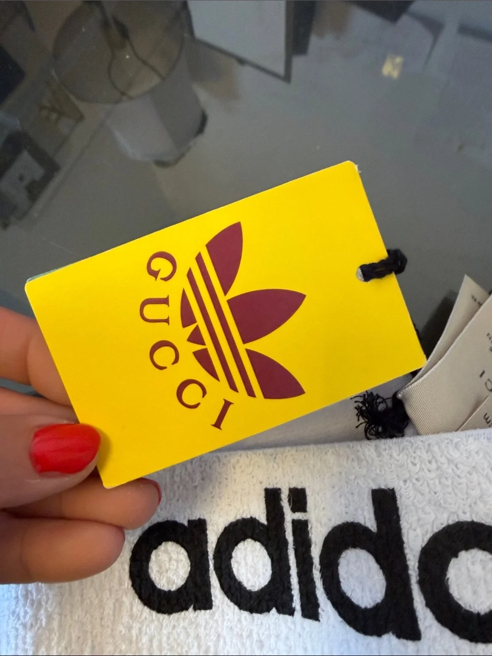 Adidas X Gucci White Terry Headband with Black Logo new